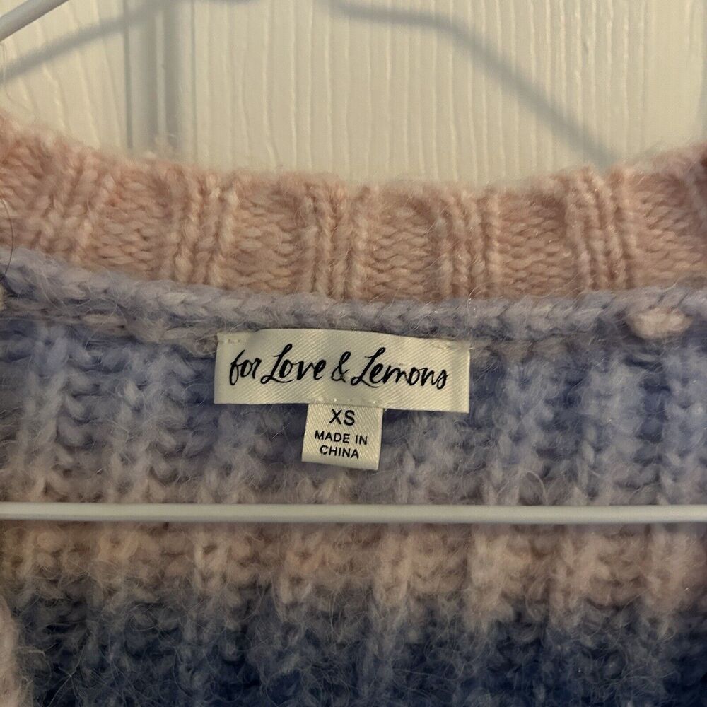 For Love and Lemons Celeste Cardigan Sweater Pink Blue Tie Dye Ombre Size XS - Picture 7 of 10